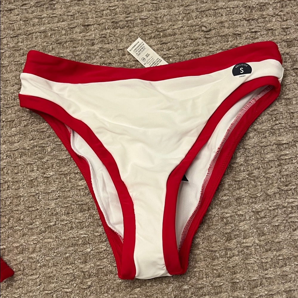 Hollister Red and White Bikini Bottom